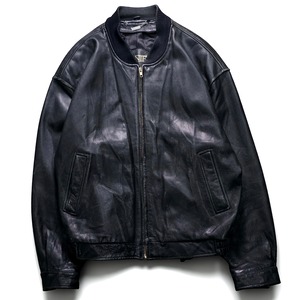 Vintage leather ma-1 type bomber jacket "BLACK"