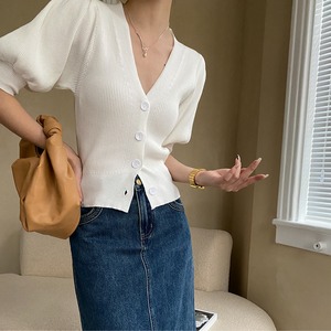 パフスリーブニットカーディガン 21811