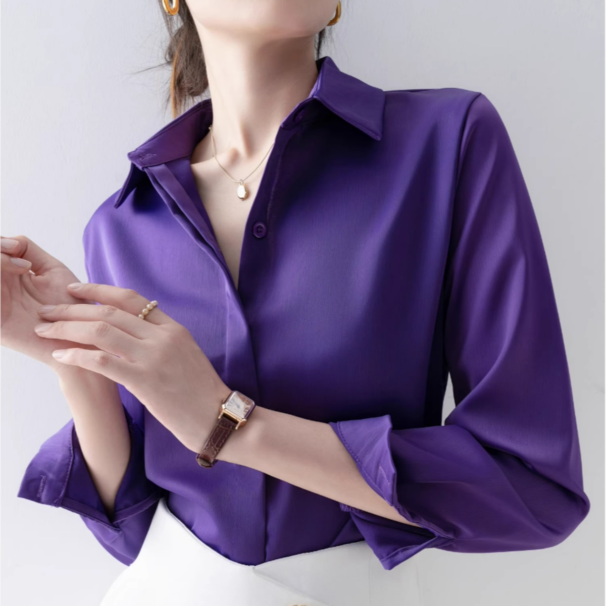 G0844 バイオレット シフォン シャツ G0844 | Gramu