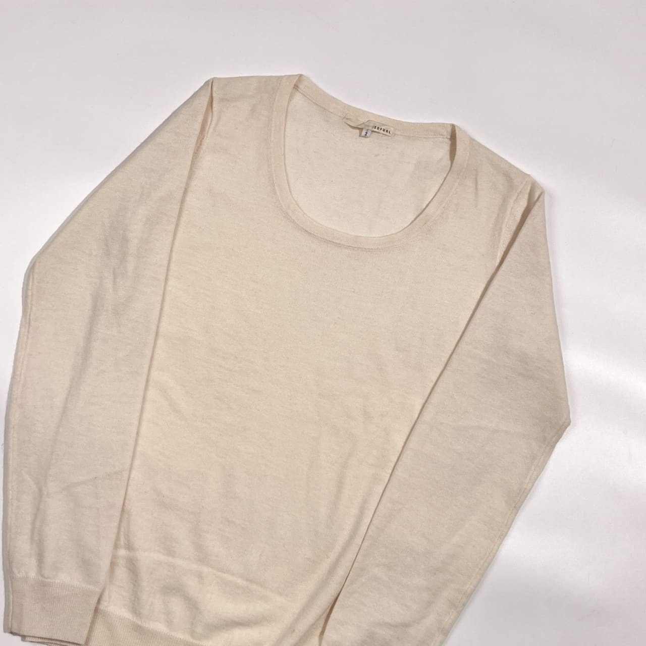 カシミヤ100% SOFUOL ソフール Uネック ハイゲージ ニット セーター 2 /オフホワイト系 レディース