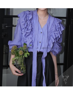 violet frill blouse long sleeve