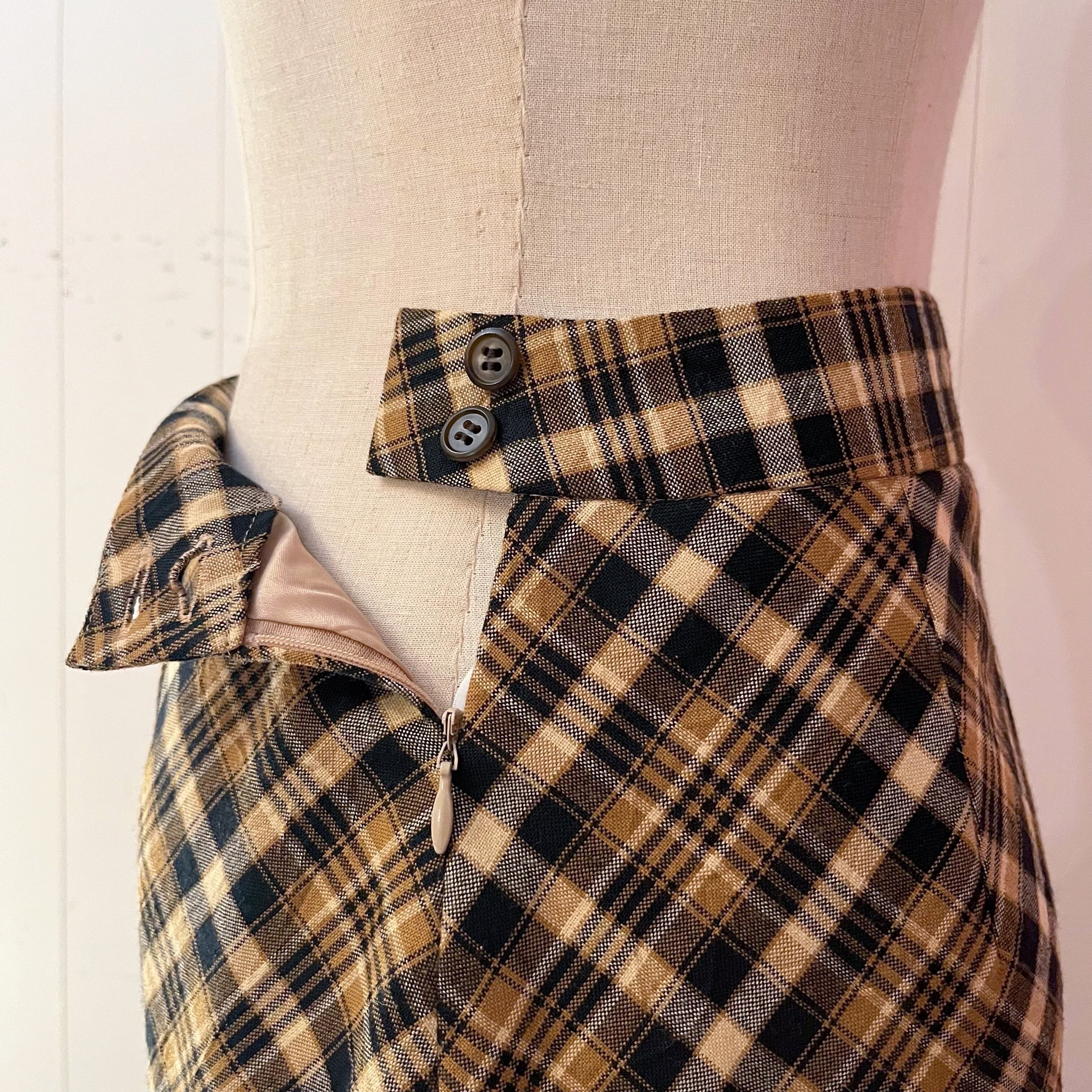 flower embroidery check mini skirt