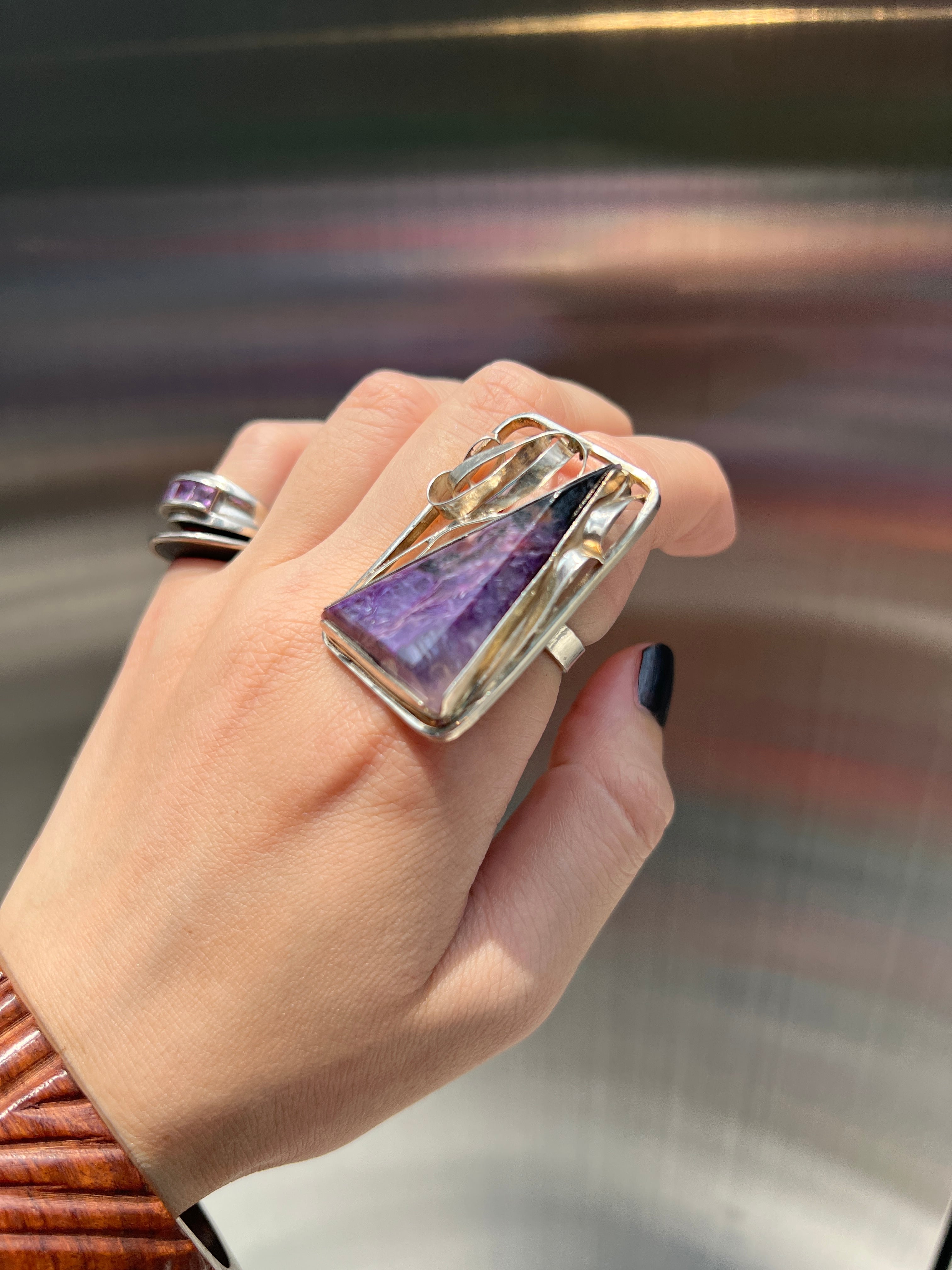 【16-17号】Uzbekistan desiner's 925 silver stone ring