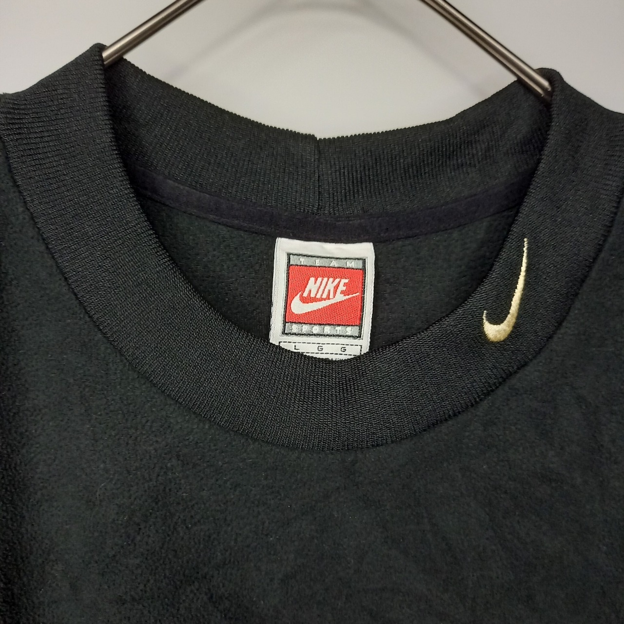 90s　ナイキ　フリーストレーナー　裏起毛　刺繍ロゴ　スウォッシュ　黒　L