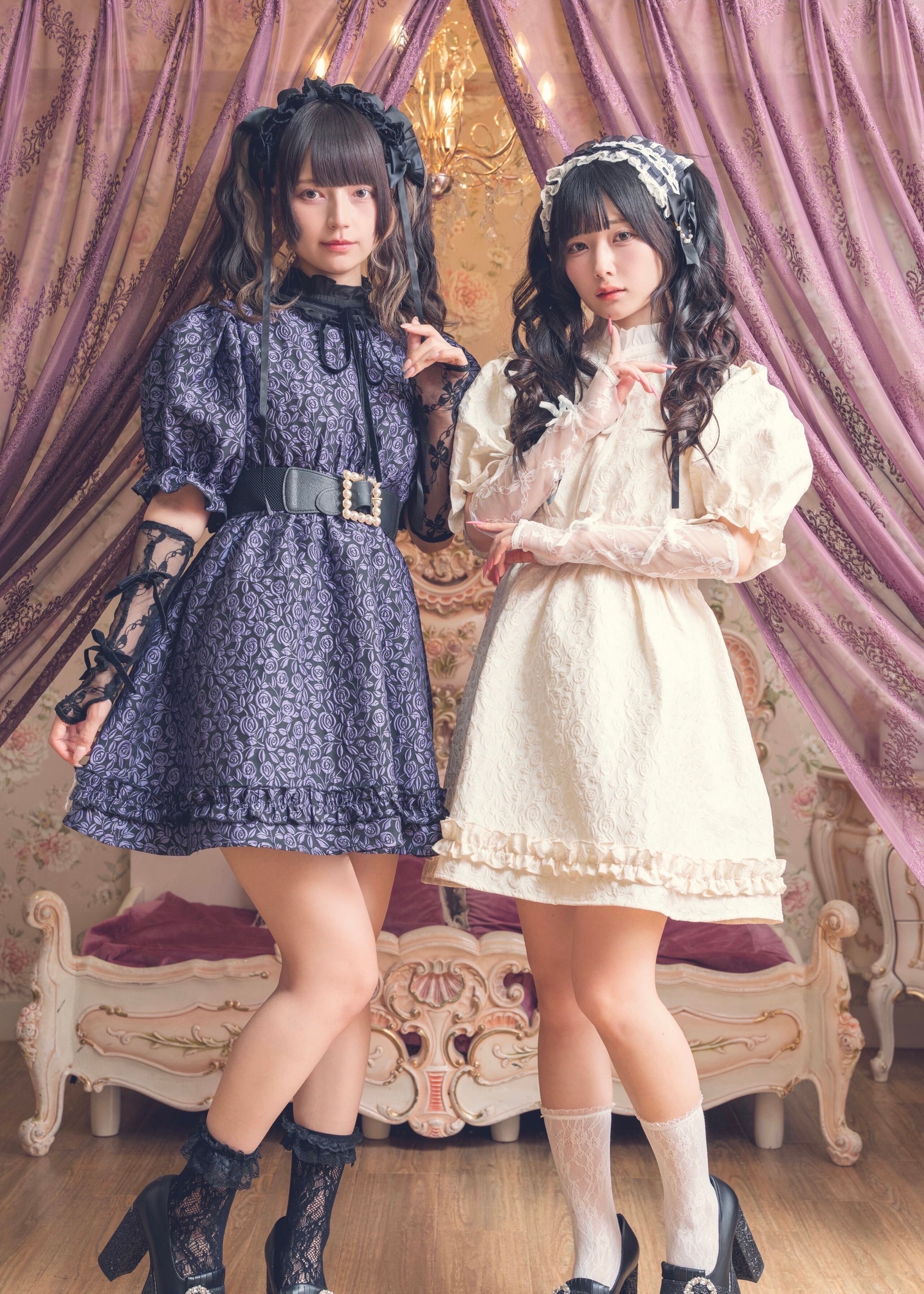 ManonMimie】Rose Jacquard Puff-Sleeves OP | Manon Tokyo 