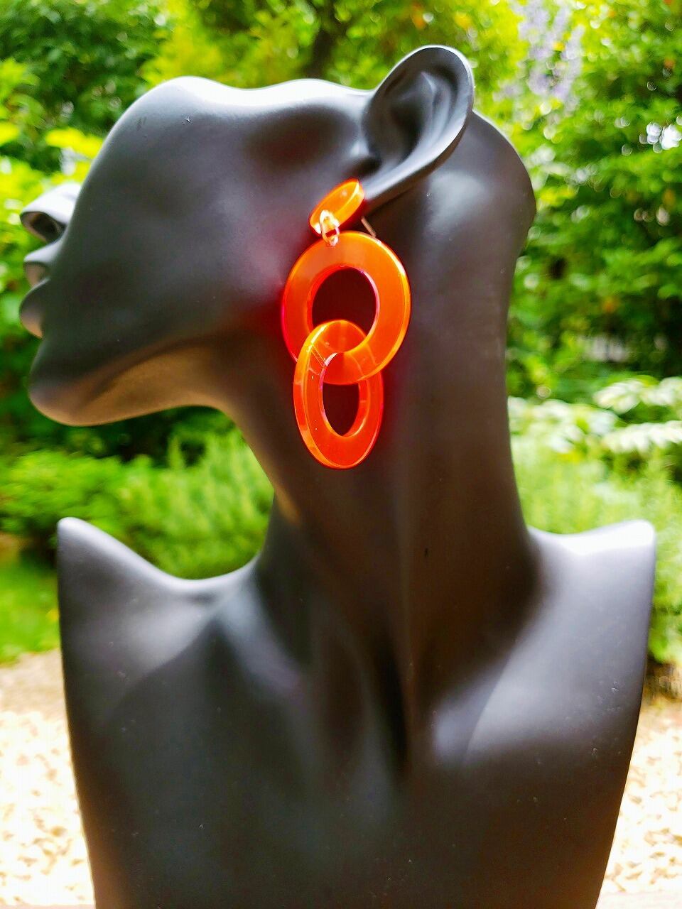 ダブルラウンドピアス ネオンピンク 蛍光 ネオンカラー