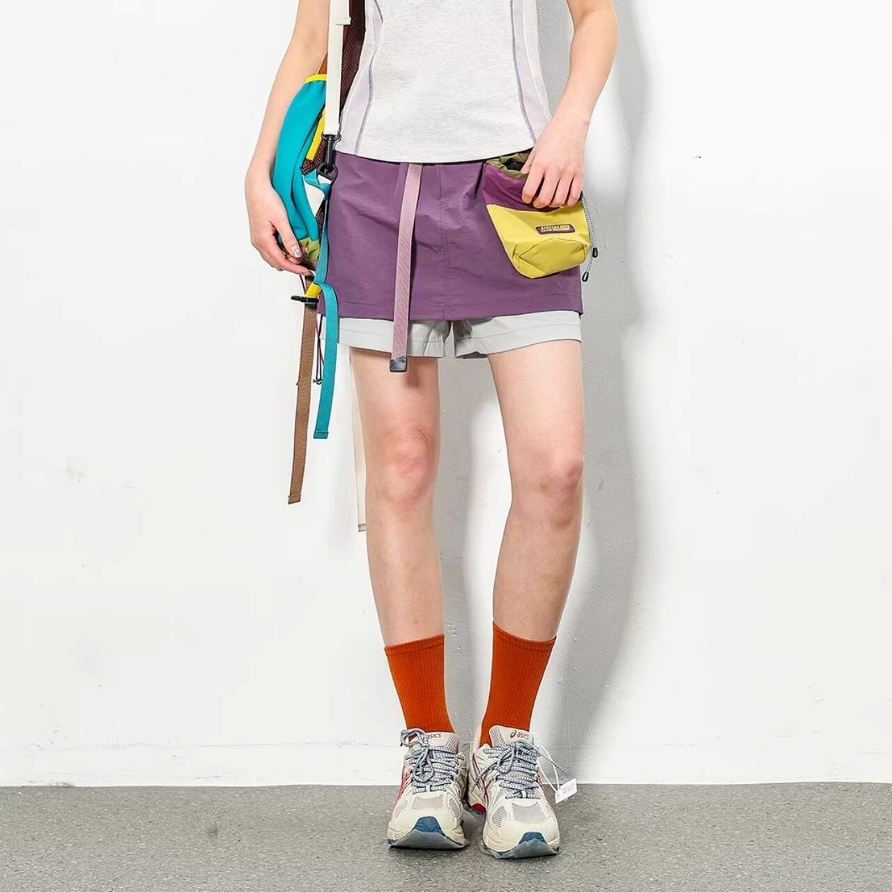 ベルテッドショートスカートパンツ C01135