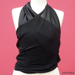 【数量限定!】 ABSURD 変幻自在 トップス ホルターネック ベアトップ ジップ レディース 黒 BLACK アブサード COWRIE