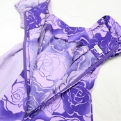 【フラダンス衣装】パープル Ange ワンピース ドレス バラ柄 花柄 紫 パフスリーブ 半袖 ハワイアン 華やか アロハ かわいい