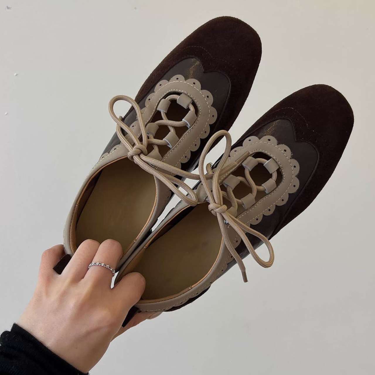 Lace-up Flat Loafers  T4437