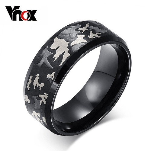 【送料無料】 メンズ リング 指輪 ブラック 刻印 ミリタリー 迷彩 ステンレス 40001826