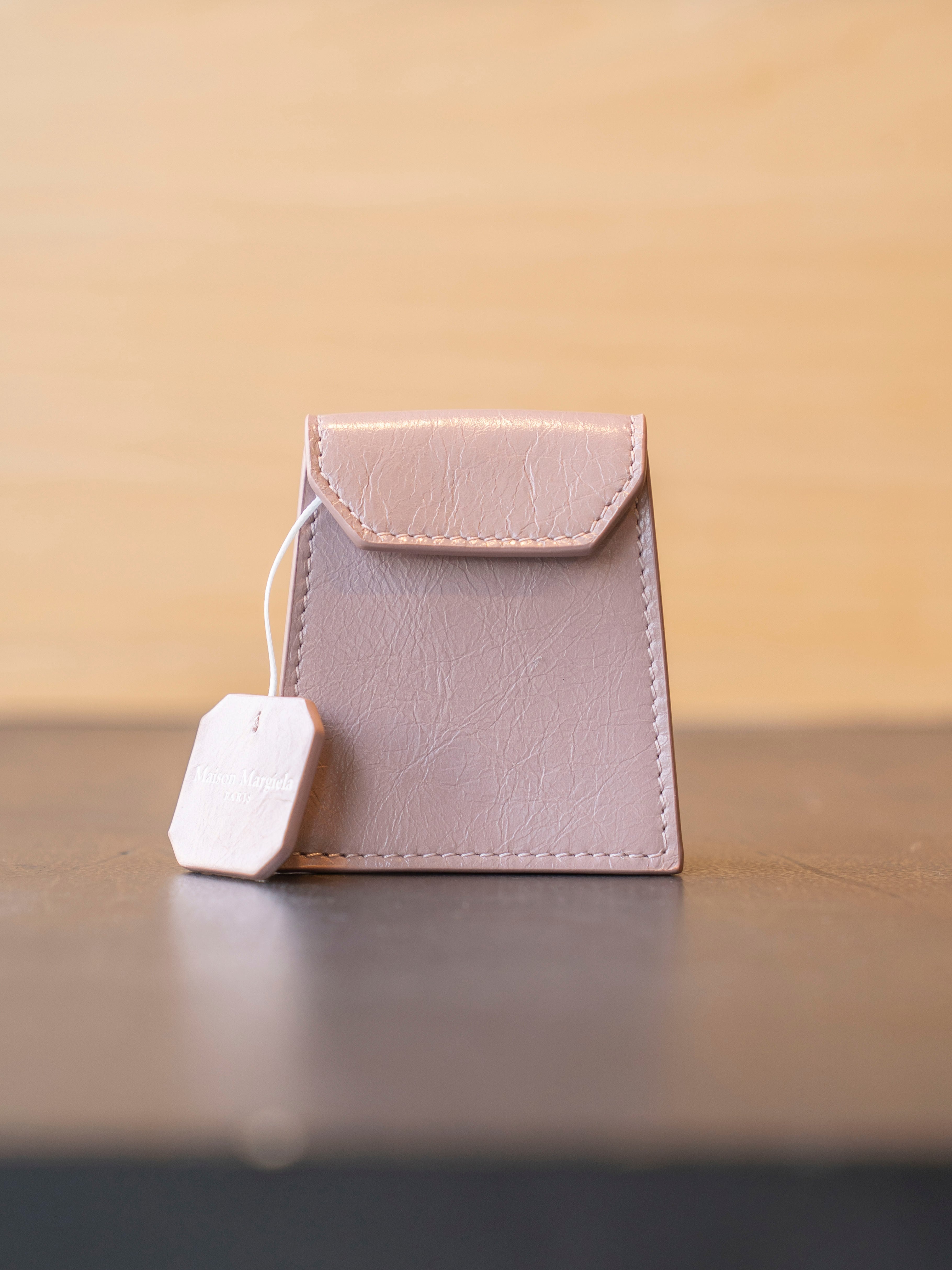 MAISON MARGIELA 4 STITCH LEATHER TEA BAG CHARM Pink