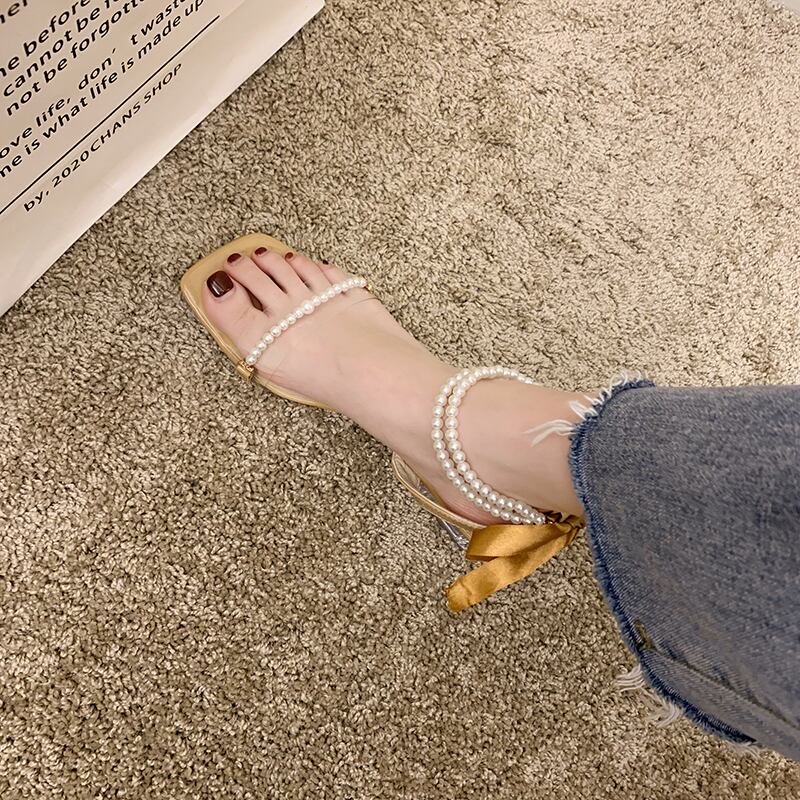 サンダルサマーパールクリスタルレッドスタンダード 靴 シューズ レトロ 夏物 真珠 部族の婦人靴70923007391