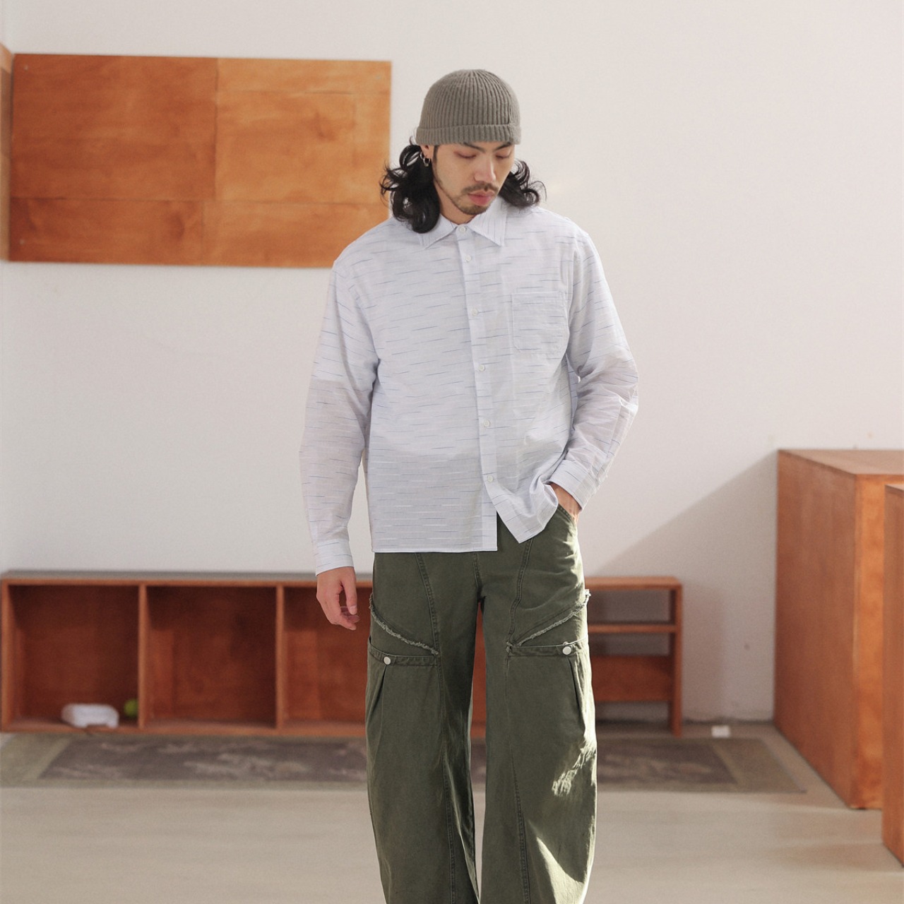 ストロボ・テクスチャーロングシャツ A2064 - 7