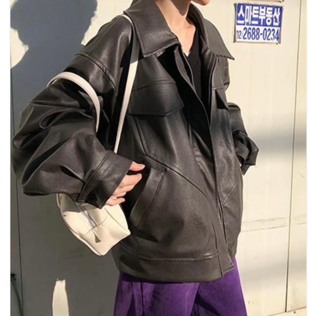 [NYEONG CLOSET] [unisex] Hope leather boxy jumper / 2color 正規品 韓国ブランド 韓国通販 韓国代行 韓国ファッション ジャケット