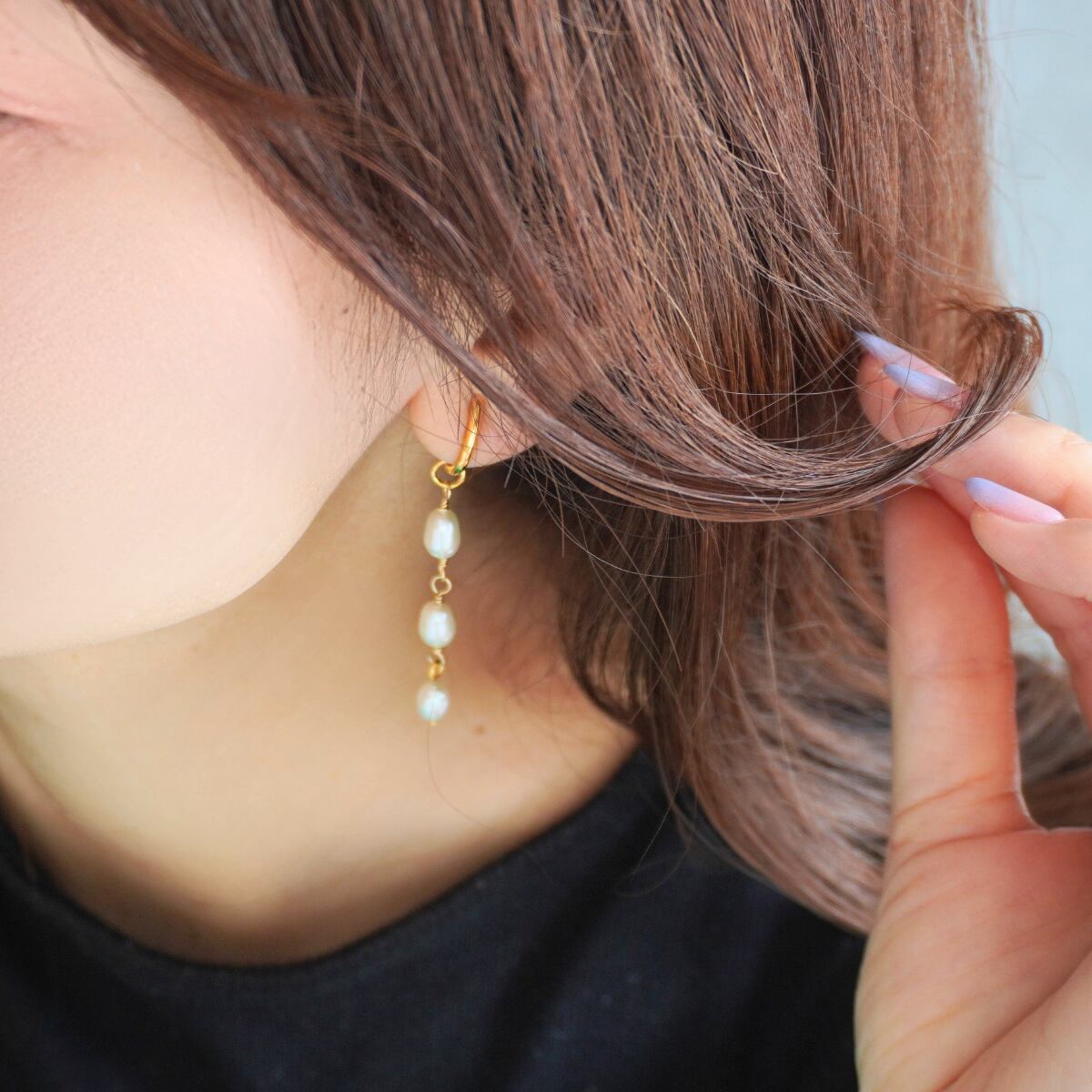 痛くないイヤリング 特許金具 日本製金具 日本製 パール 真珠 大ぶり エレガント 淡水パール 大人 シンプル デイリー