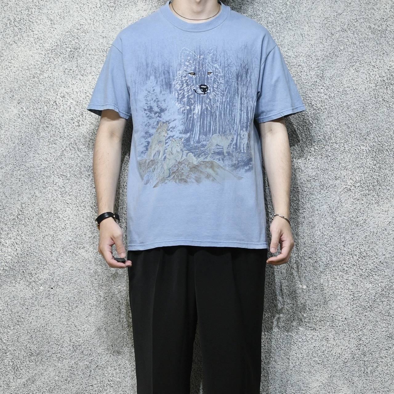 90's red head animal embroidery print tee