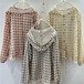 2色/裾レースチェック柄フーディー ・12562
