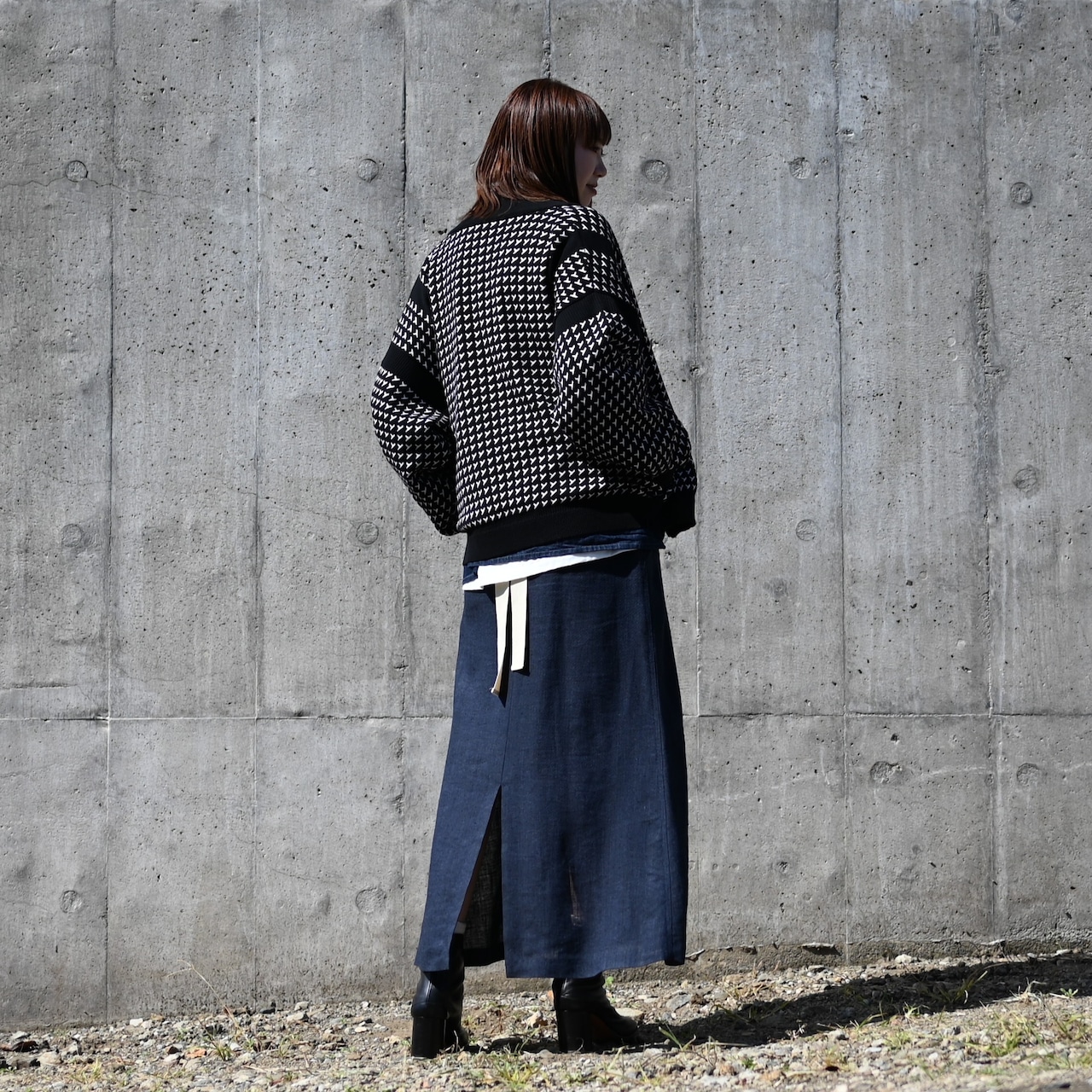 YASHIKI / GANKO別注 Shinsetsu Drivers Knit レディース着用コーディネート