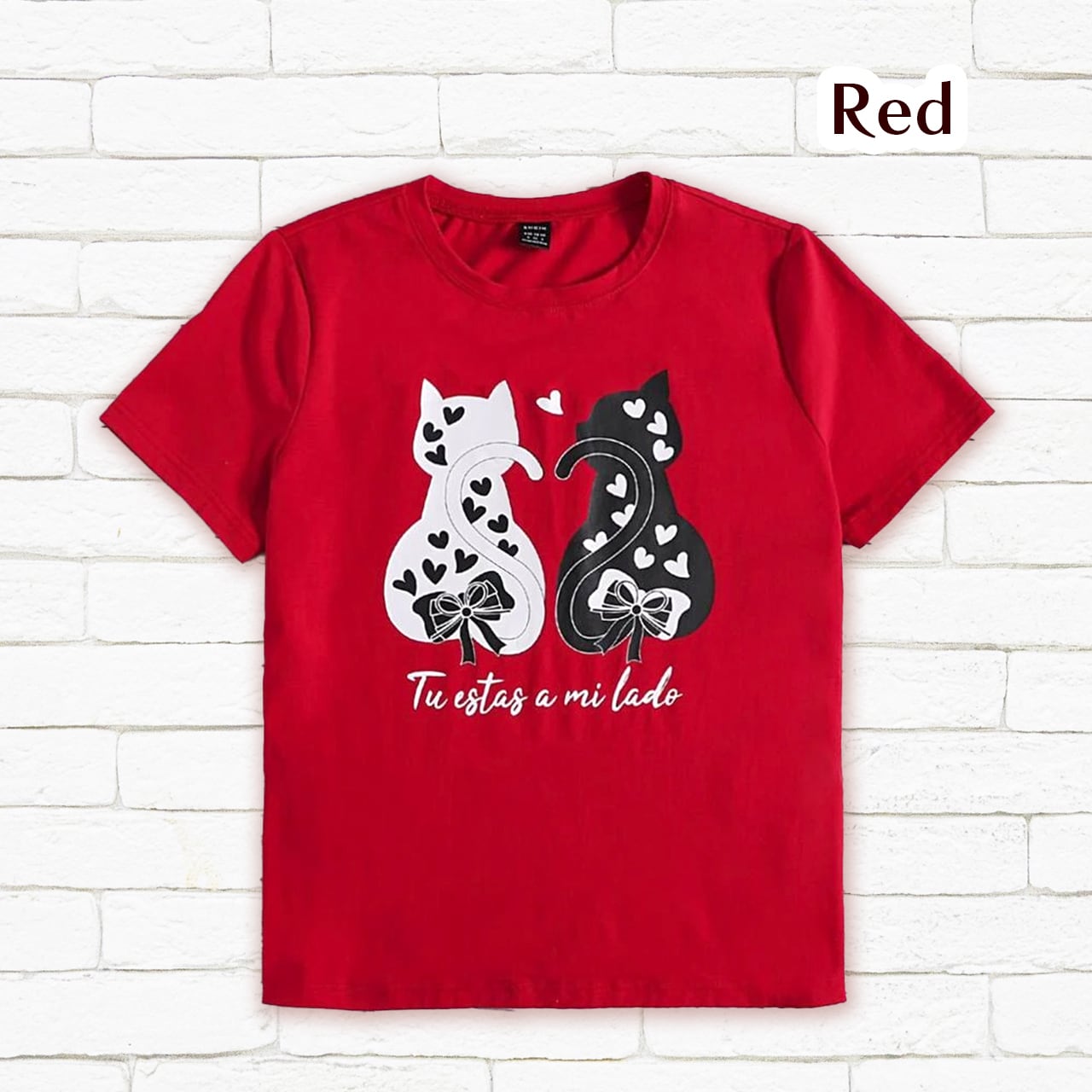 猫柄 Tシャツ ティーシャツ 半袖 レディース レッド イエロー XS S M L