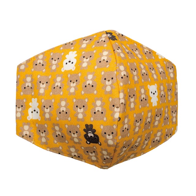 みんなが元気になるマスク 子供用 布マスク 立体 日本製 EJ-102Y クマ からし色