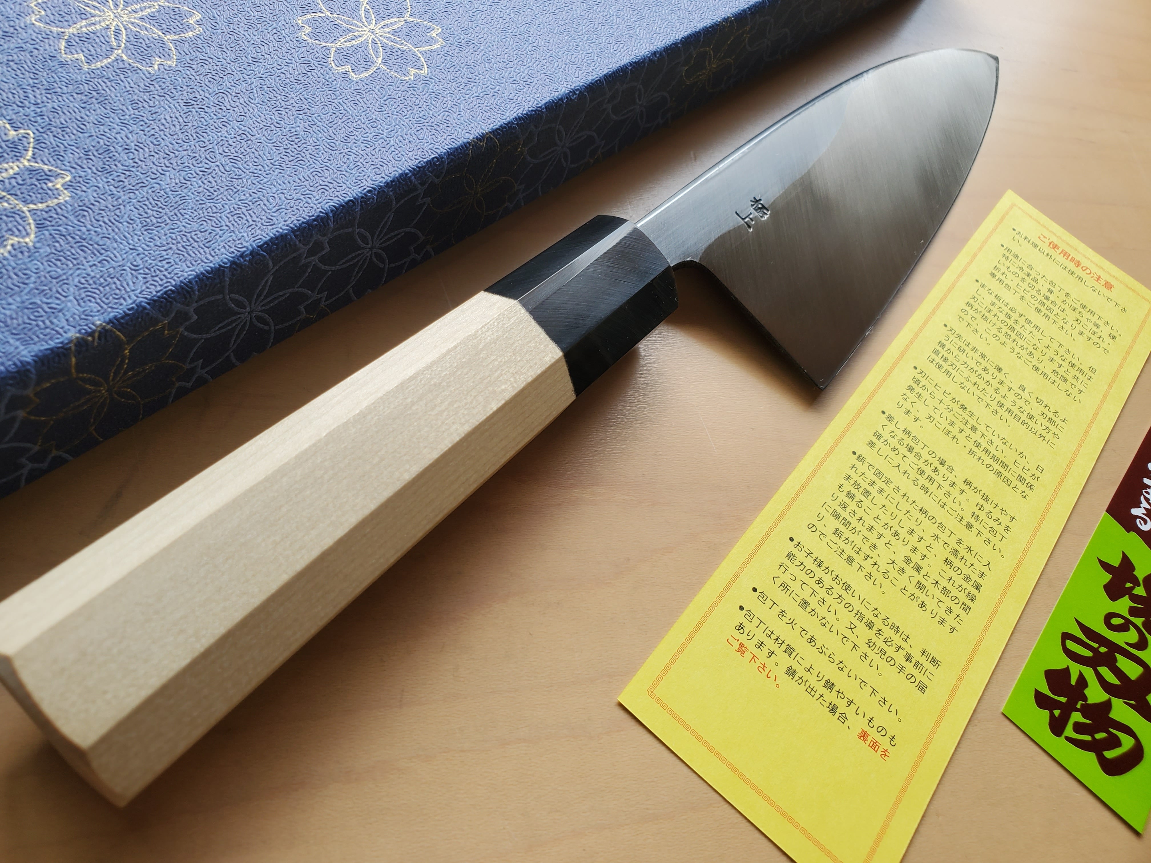 鍛冶 白木健一】左用 出刃包丁 5寸（刃渡り150㎜）白鋼 本霞研仕上 水