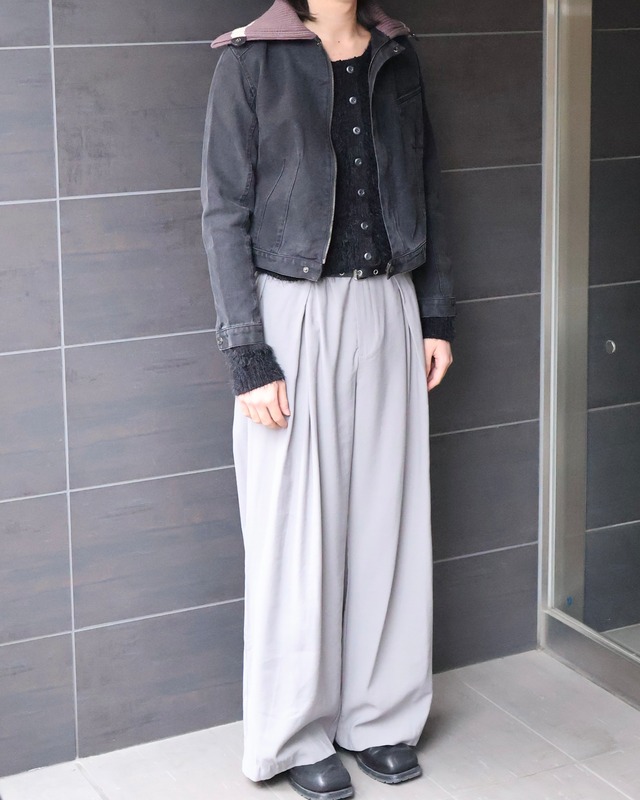 short length shaggy knit cardigan