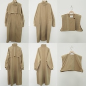 stand collar parts pleats long CO/beige