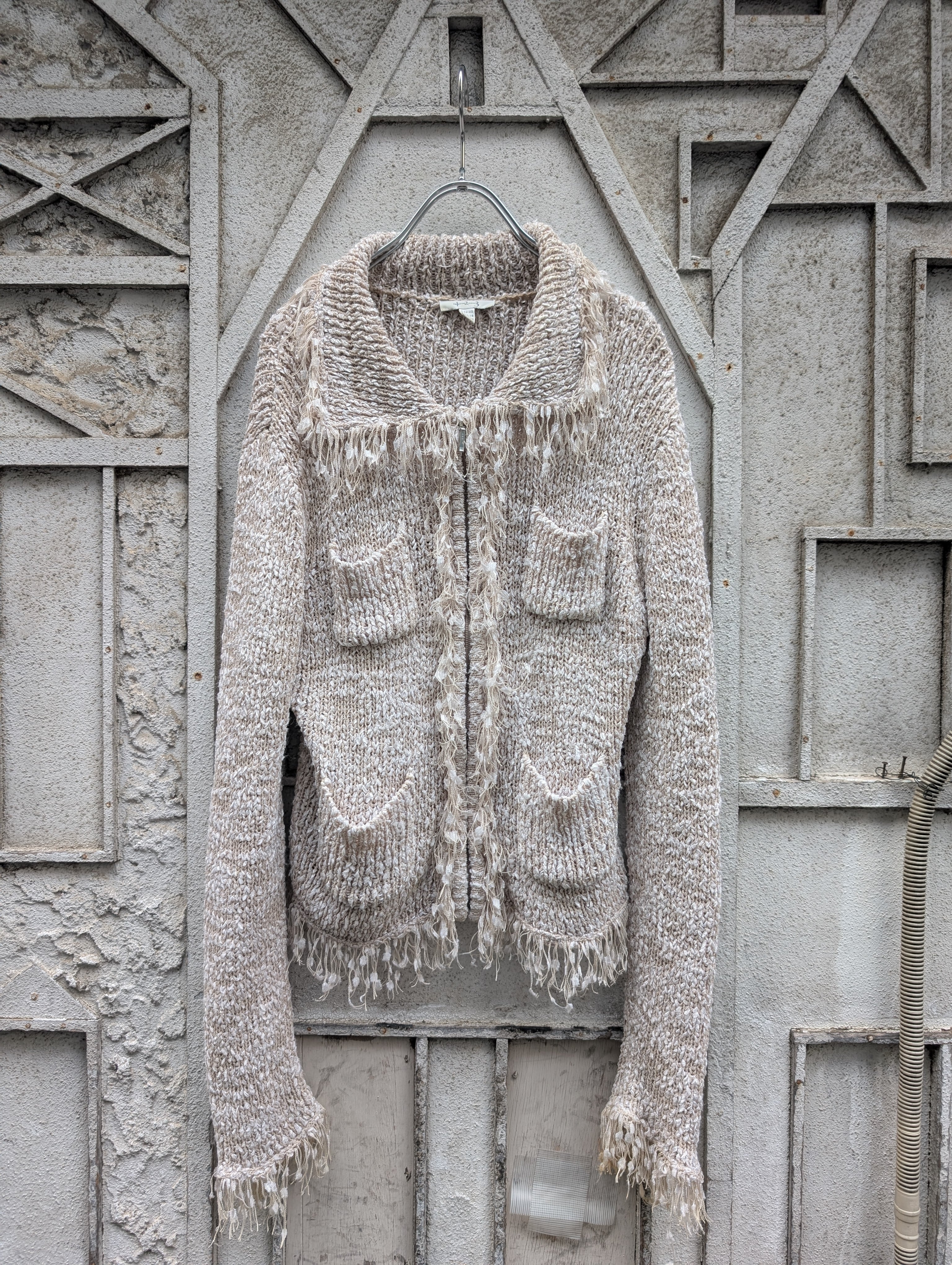 "UNKNOWN" fringe knit jacket