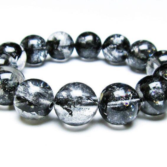 エレスチャルクォーツ ブレスレット 16mm ブラックエレスチャル 一点物 111-37781