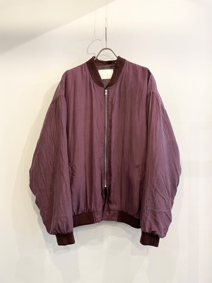 TrAnsference reshaped loose fit silk blouson - matured berry garment dyed effect