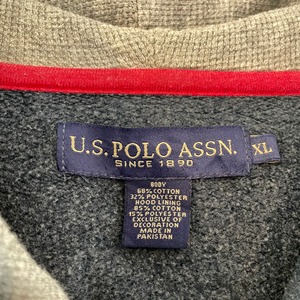 【US POLO ASSN】ワンポイント フルジップ ジップアップ パーカー 刺繍ロゴ XL US古着