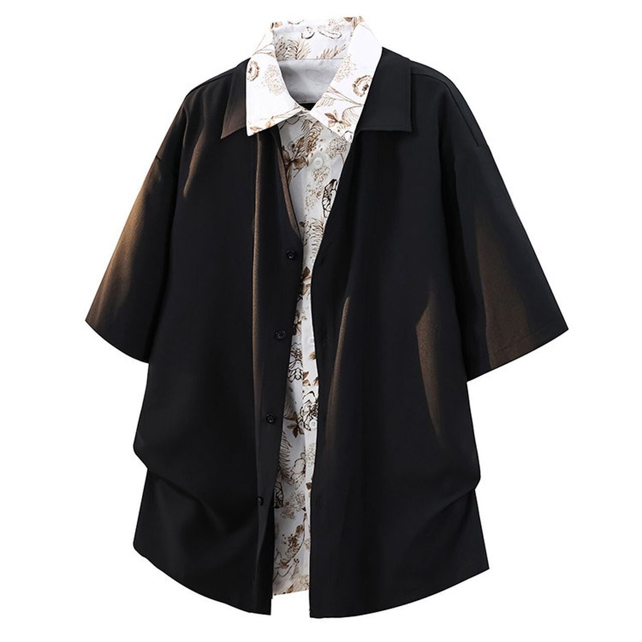 Fake Two-Piece Floral Collar Short-Sleeve Shirt(MT1626)