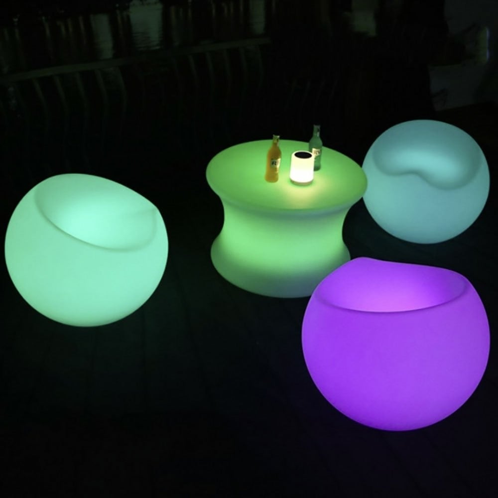 3点セット 光るテーブル 光る椅子 カクテルテーブル 充電式 リモコン付き