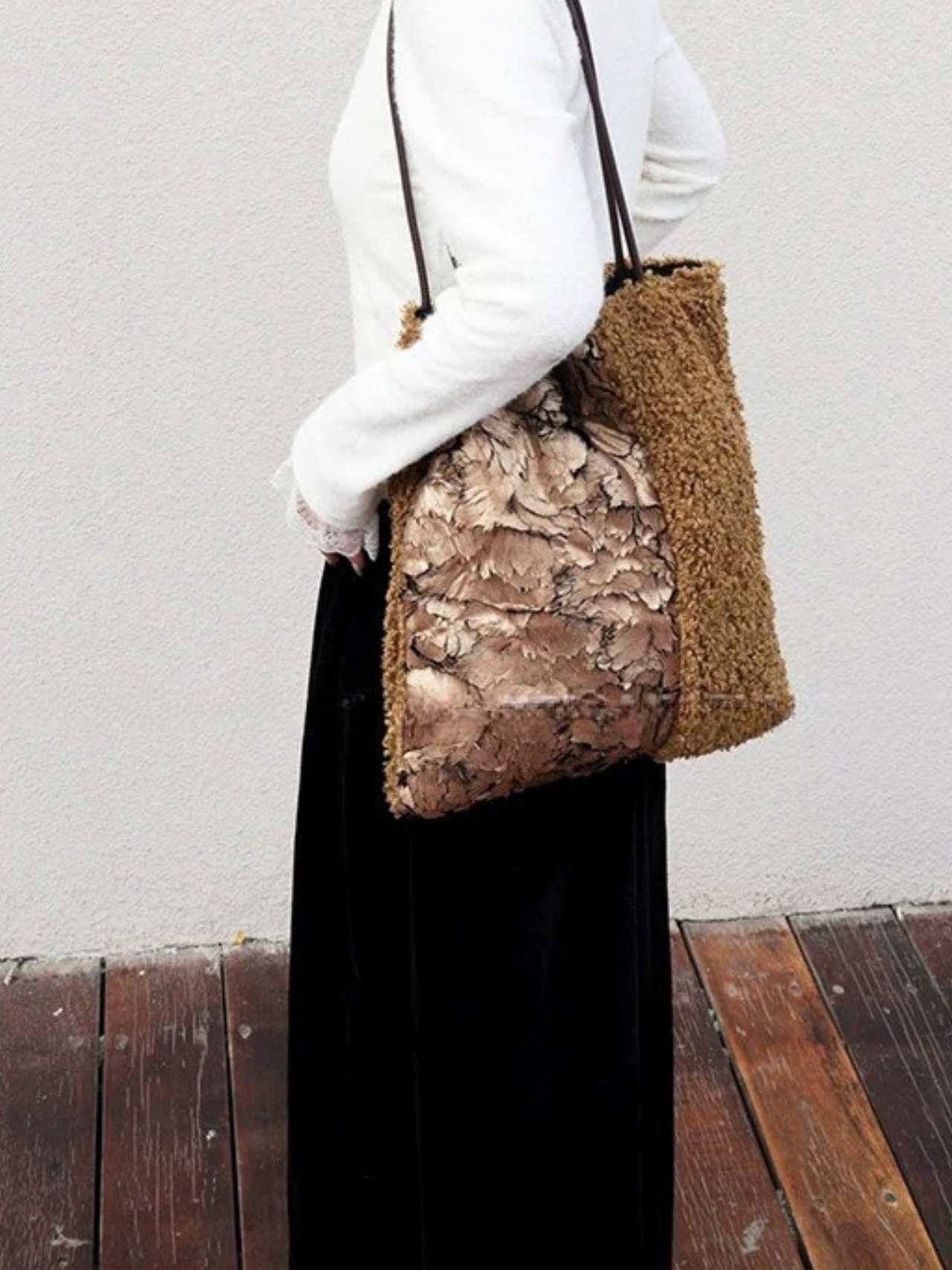 Craquelé Fur Mix Boa Bag F0835