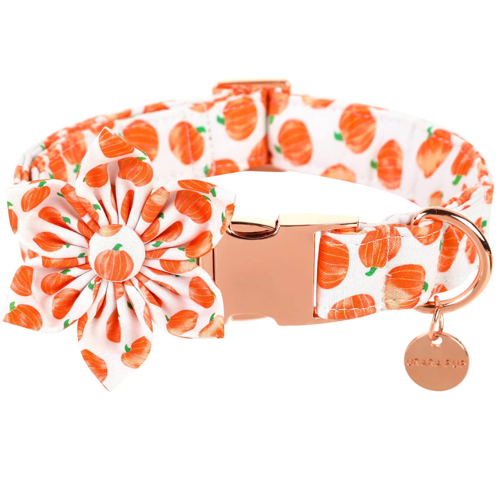Urara Pup Halloween Dog Collar With Flower Pumpkin Cotton Flower urara-pup-halloween-dog-collar-with-flower-pumpkin-cotton-flower