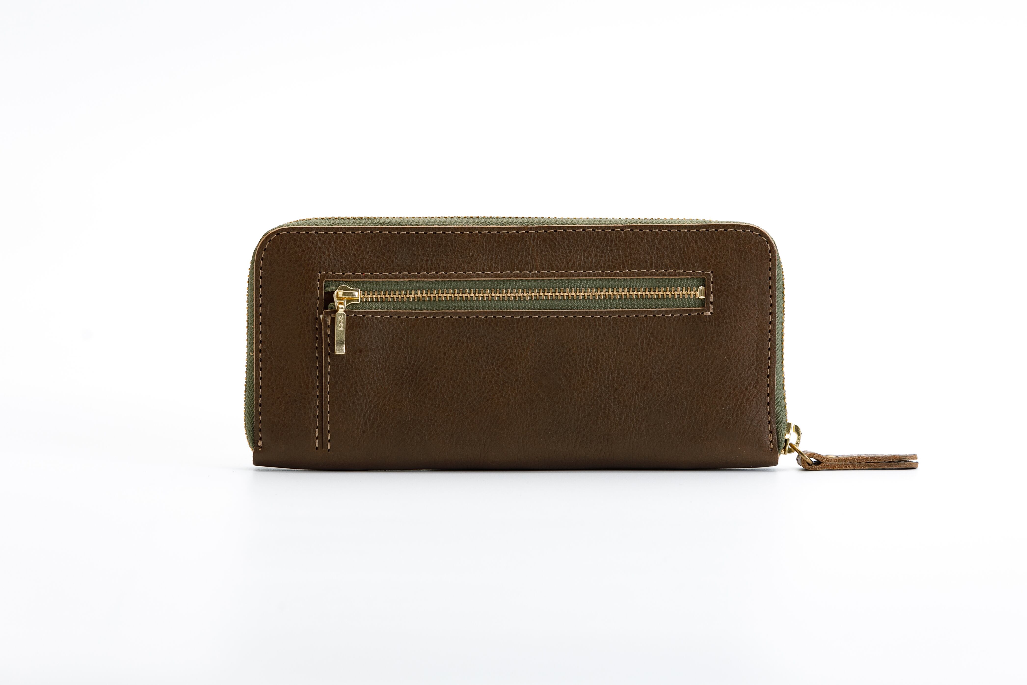 かばん屋さんのラウンドファスナー長財布（カーキ）本革 オシャレ レディース