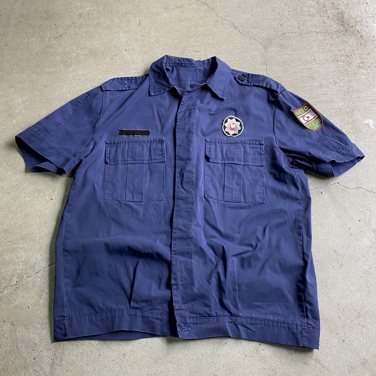 PROTEXALL 70s アメリカ製 ワッペン 半袖 ワークシャツ ネイビー  オールド ヴィンテージ メンズ  220729 メール便可
