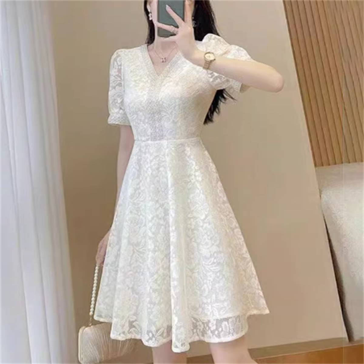 【美品 フラメンコ衣装】ホワイト ワンピース ドレス ミニ丈 ボランテ 軽い Amazon | [Alinlofse] ホワイト 前短後長 ミニドレス メッシュ