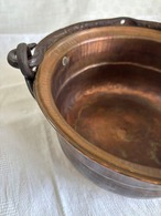 銅鍋　銅製調理なべ　暖炉用取っ手付き　吊り下げ型 12kweh18