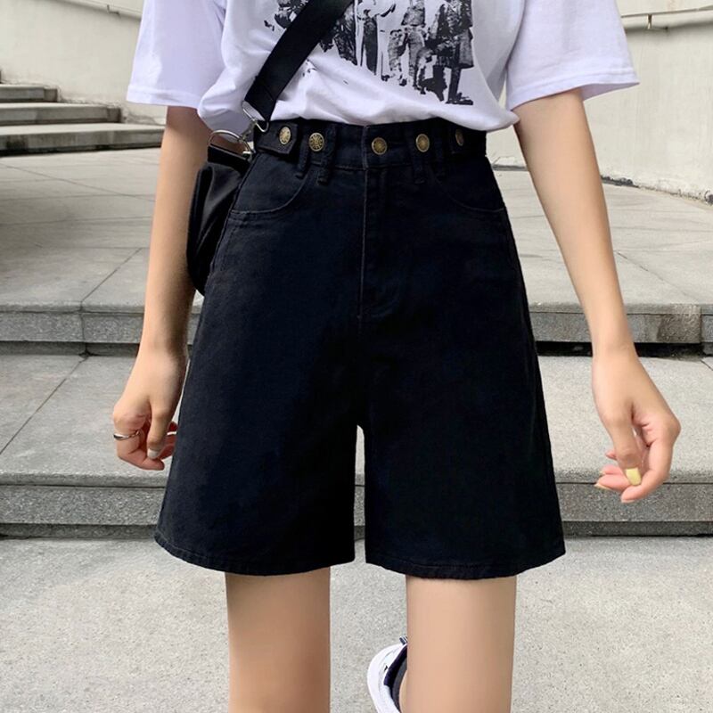 ブラックショーツ サマー薄手ハイウェストウェストルーズパンツ 夏物 ブルマー スーパーモール81043242369