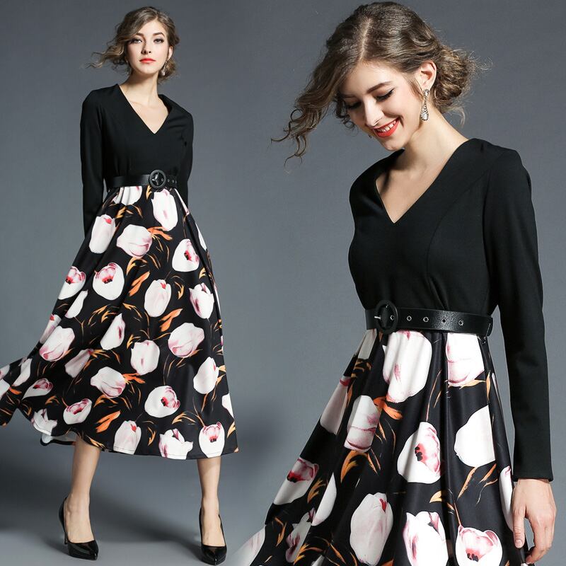 フラワープリントワンピース