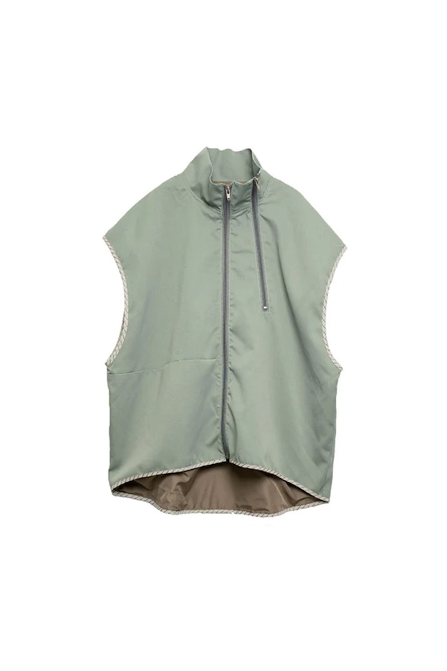 2 material Sleeve-Less Top(UNISEX)-Light GREEN-