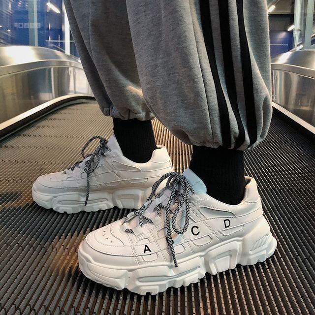 【予約販売】ダッドスニーカー メンズ アグリースニーカー 厚底 靴 ホワイト ブラック お洒落 カジュアル ストリート 24cm/24.5cm/25cm/25.5cm/26cm/26.5cm