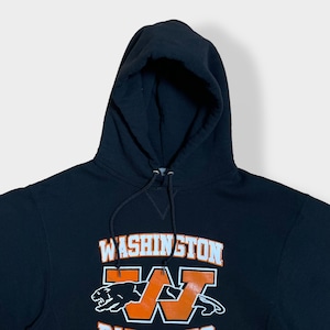 【Russell】ワシントンコミュニティ高校 パンサーズ WASHINGTON PANTHERS ロゴ プリント パーカー スウェット フーディー hoodie M ブラック us古着