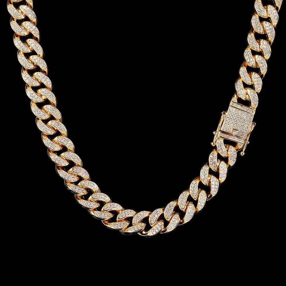 s925 Iced Out Cuban Link Necklace 【12mm / Zirconia】 | Glitter