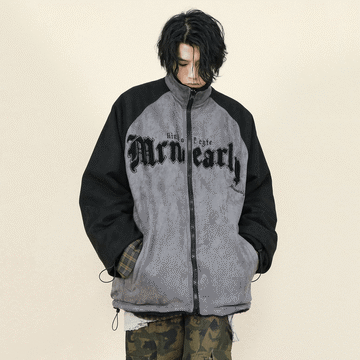 PEOPLESTYLE シャギーニットセーター Vネック ロゴ入り ルーズ