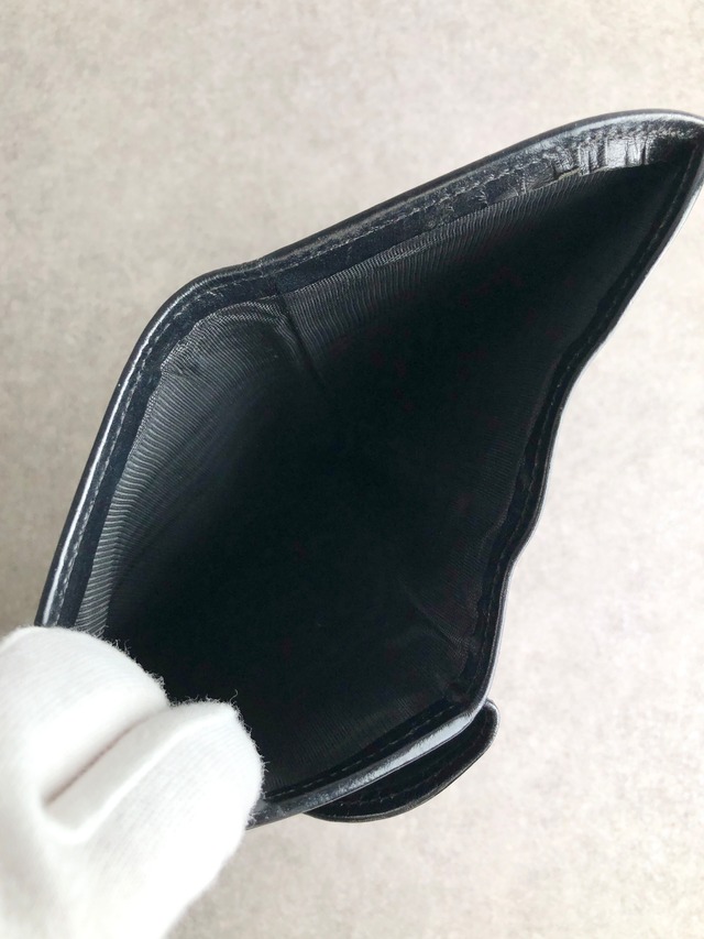 CELINE セリーヌ マカダム 財布 ブラック ロゴ型押し PVCレザー 2つ折り財布 コンパクトウォレット vintage ヴィンテージ オールド hdn5d2