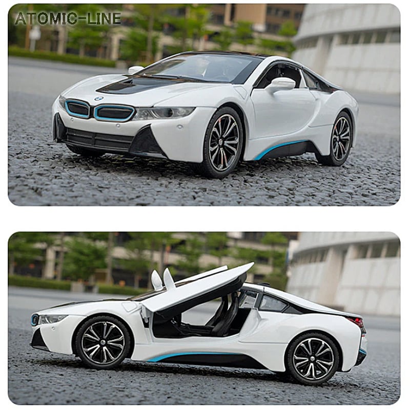 BMW i8 1/24 ミニカー 全2色 ライト点灯 エンジンサウンド 合金モデル