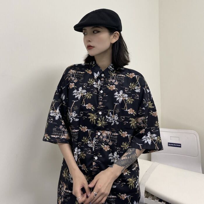 スタイルサマーシャツ フローラルルーズトップス 夏物 花柄 ケッペル35506007648